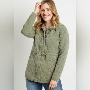 Maurices Quilted Cinch Waist Jacket In Green Size‎ Medium Cotton
